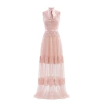 Saiid Kobeisy Lace Long Dress in Heavenly Pink, Style 36