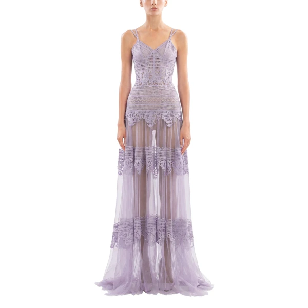 Saiid Kobeisy Lace Long Dress in Lavender, Style 34, view 2