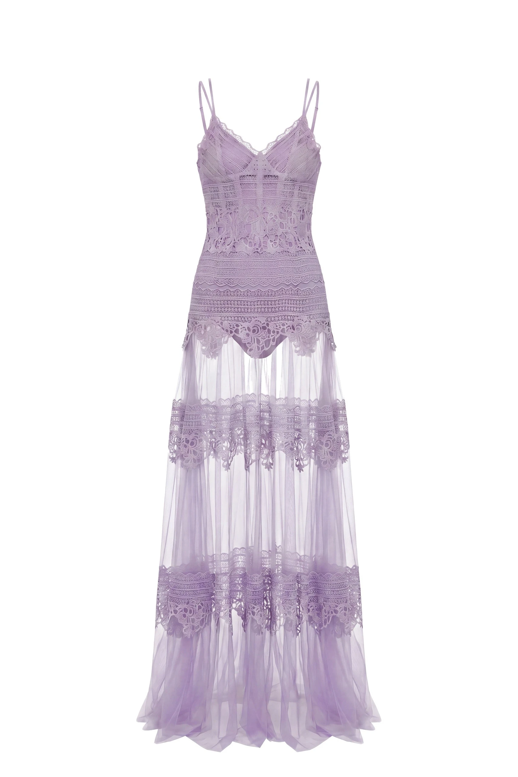 Saiid Kobeisy Lace Long Dress in Lavender Saiid Kobeisy Lace Long Dress in Lavender, Style 34