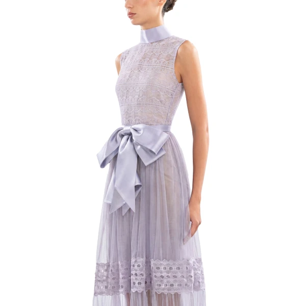 Saiid Kobeisy Lace Long Dress in Lavender, Style 35, view 4