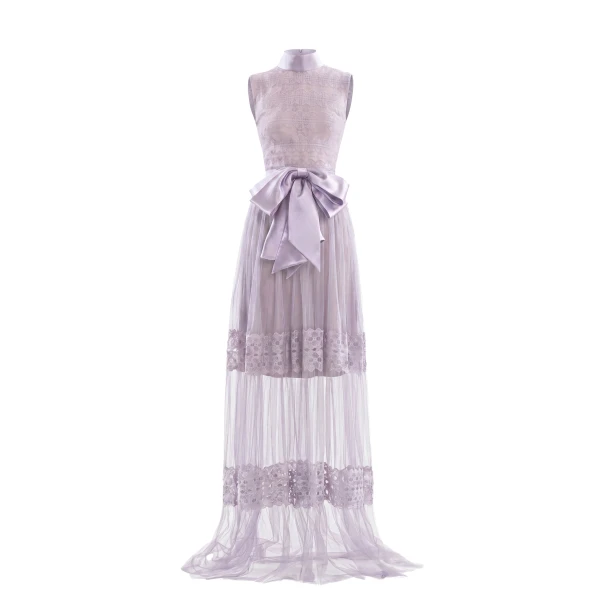 Saiid Kobeisy Lace Long Dress in Lavender, Style 35