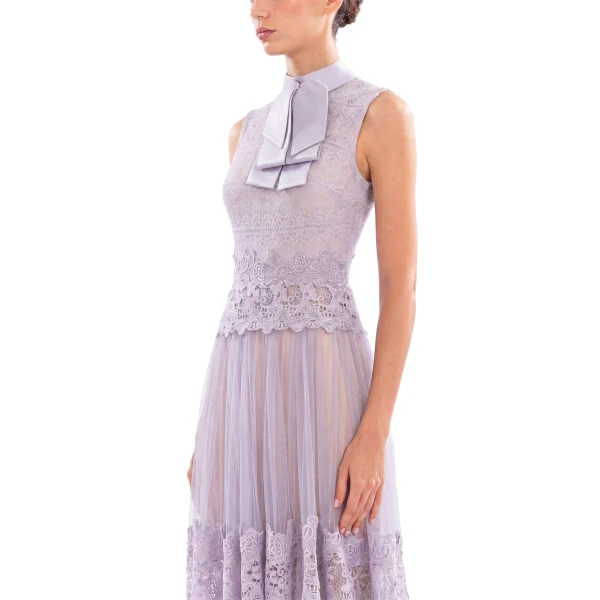 Saiid Kobeisy Lace Long Dress in Lavender, Style 36, view 4