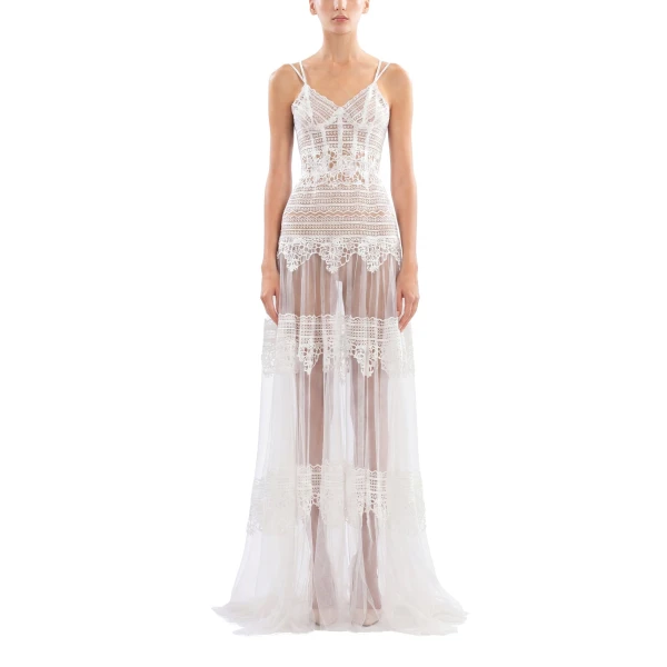 Saiid Kobeisy Lace Long Dress in Off White, Style 34, view 2