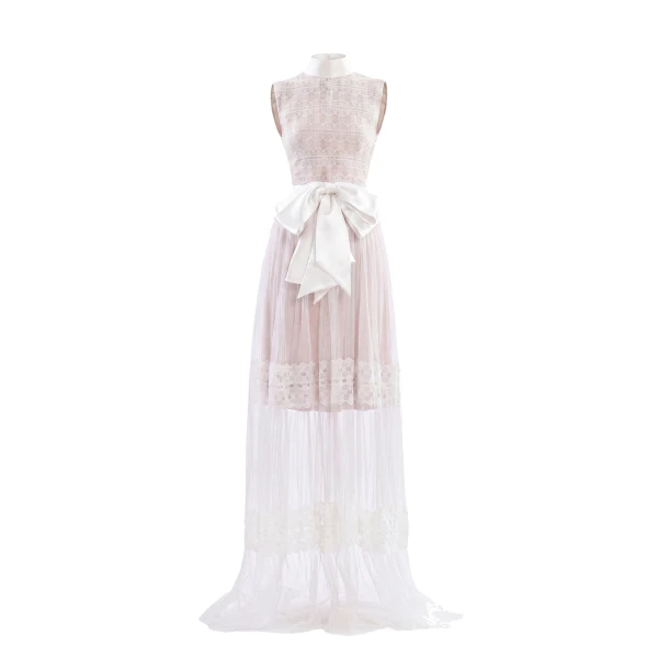 Saiid Kobeisy Lace Long Dress in Off White, Style 35