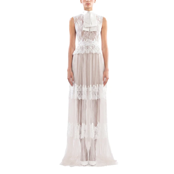 Saiid Kobeisy Lace Long Dress in Off White, Style 36, view 2