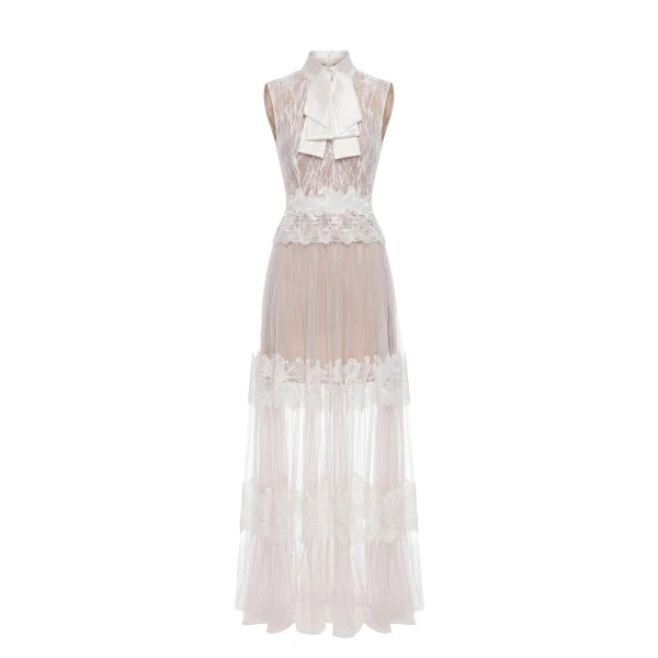 Saiid Kobeisy Lace Long Dress in Off White, Style 36