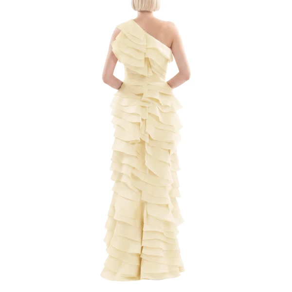 Saiid Kobeisy Layered Organza Dress in Yellow Pear, view 3