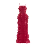 Saiid Kobeisy Layered Organza Long Dress in Space Cherry