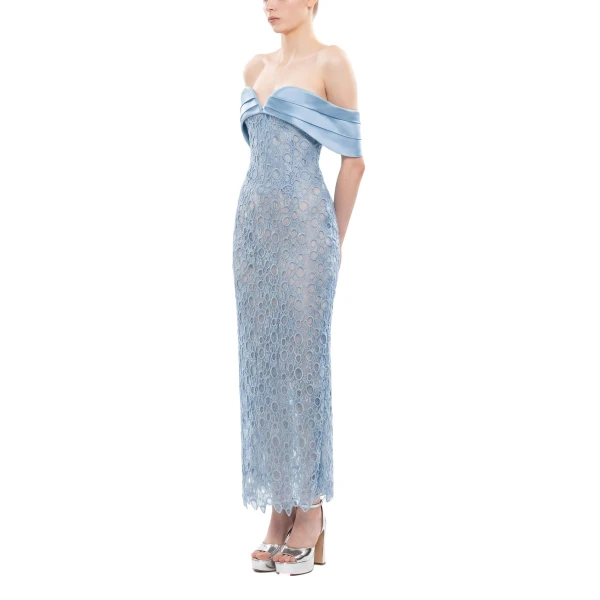 Saiid Kobeisy Midi Guipure Dress in Antigua Sand, view 3