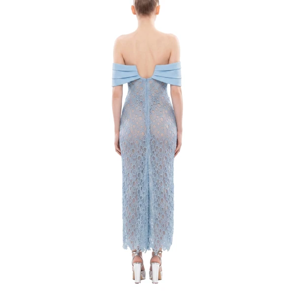 Saiid Kobeisy Midi Guipure Dress in Antigua Sand, view 4