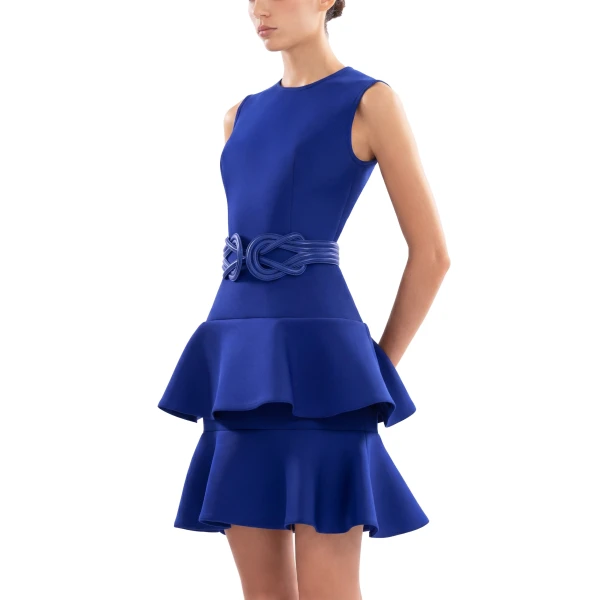 Saiid Kobeisy Midi Ruffled Dress in Blue, view 4