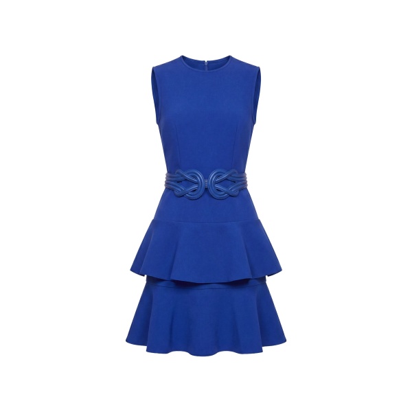 Saiid Kobeisy Midi Ruffled Dress in Blue