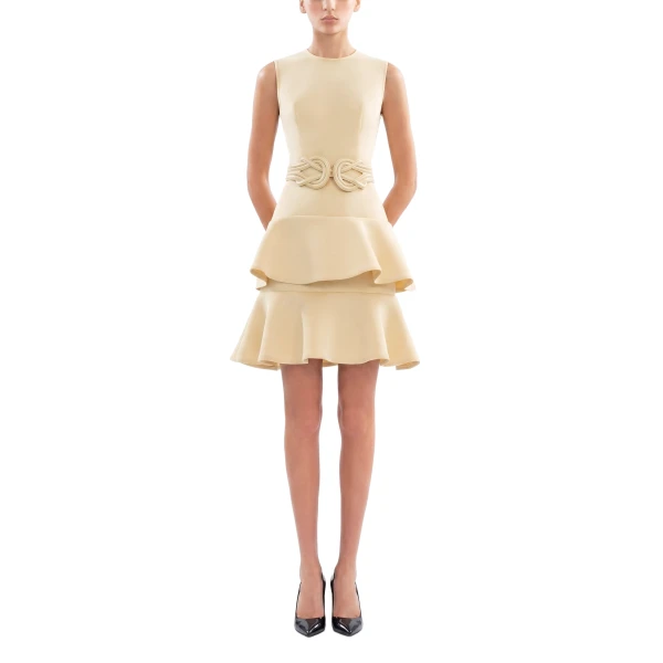 Saiid Kobeisy Midi Ruffled Dress in Yellow Pear, view 2
