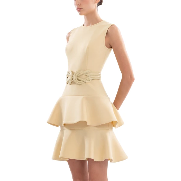 Saiid Kobeisy Midi Ruffled Dress in Yellow Pear, view 4
