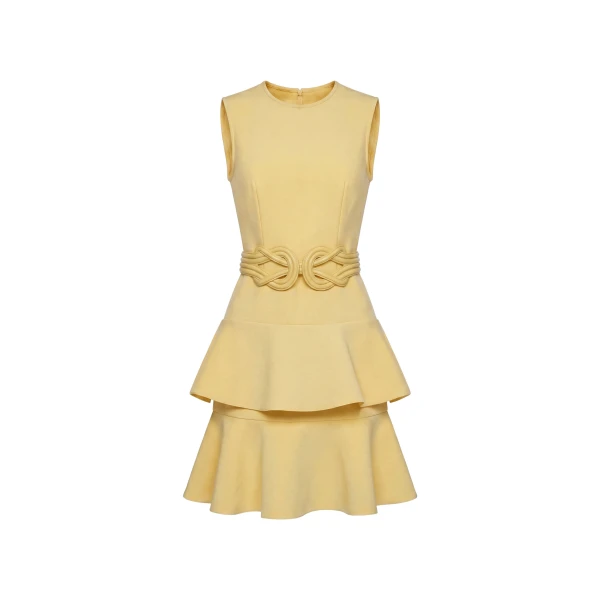 Saiid Kobeisy Midi Ruffled Dress in Yellow Pear