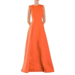 Saiid Kobeisy Neoprene Dress with Matching Embroidery in Vibrant Orange