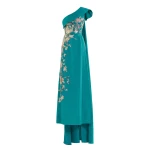 Saiid Kobeisy One Shoulder Embroidered Crepe Dress in Salsa Rosa