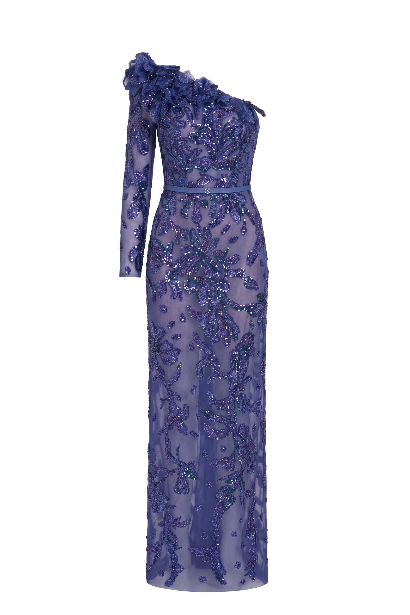 Saiid Kobeisy One-Shoulder Embroidered Tulle Dress in Marlin | Dresses | Coveti Saiid Kobeisy One-Shoulder Embroidered Tulle Dress in Marlin