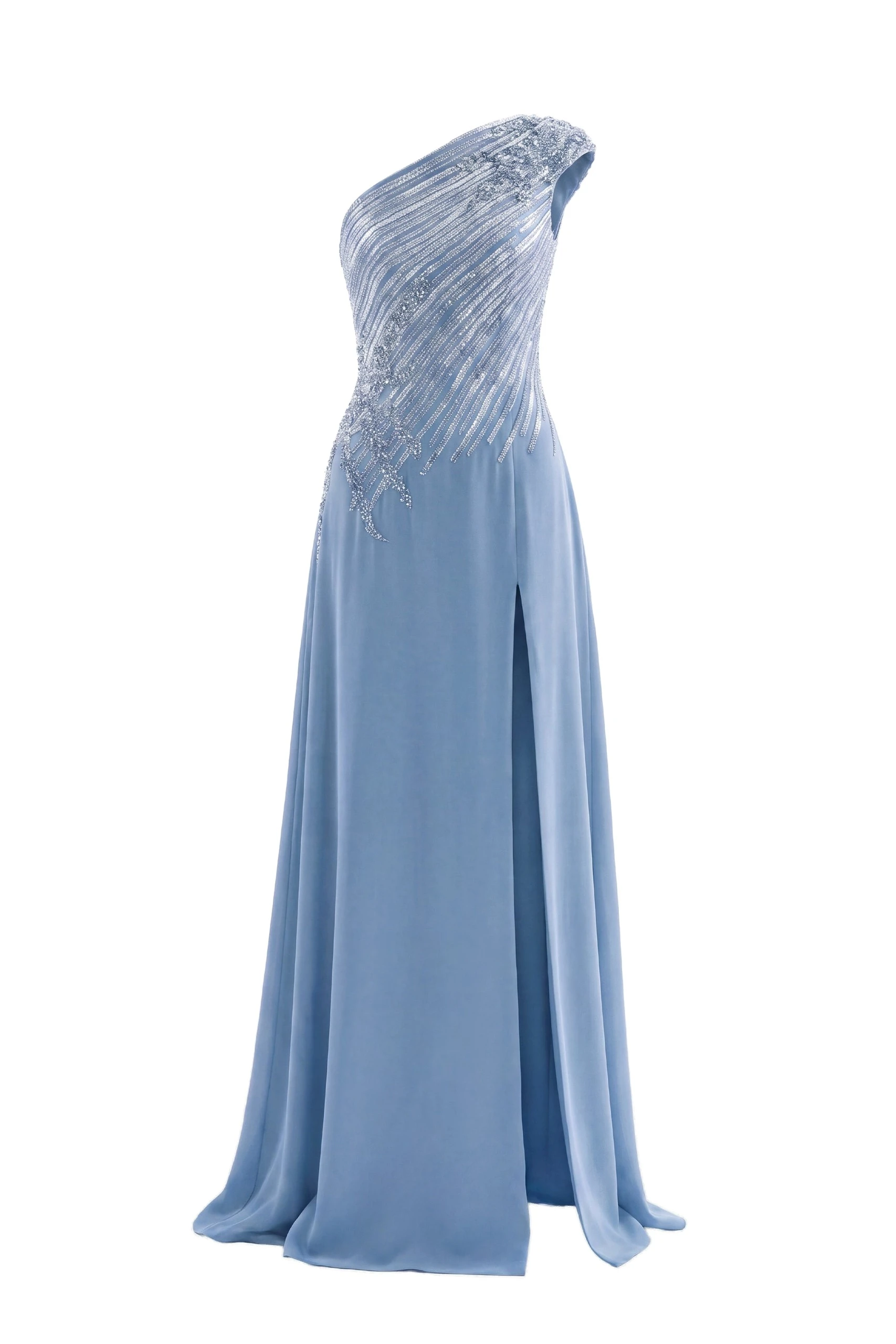 Saiid Kobeisy One Shoulder Sequin Long Dress in Blue | Dresses | Coveti Saiid Kobeisy One Shoulder Sequin Long Dress in Blue
