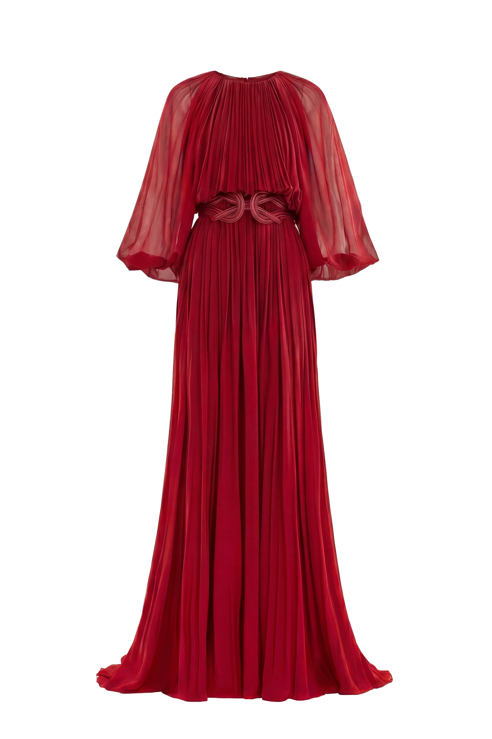 Saiid Kobeisy Pleated Long Dress in Space Cherry | Dresses | Coveti Saiid Kobeisy Pleated Long Dress in Space Cherry