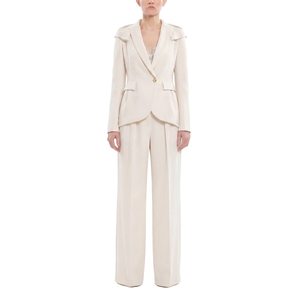 Saiid Kobeisy Pleated Pants in Ivory, view 2