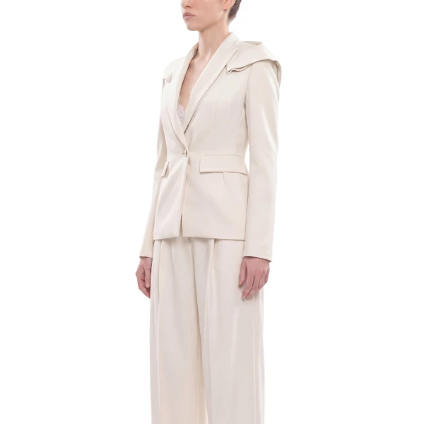 Saiid Kobeisy Pleated Pants in Ivory, view 3