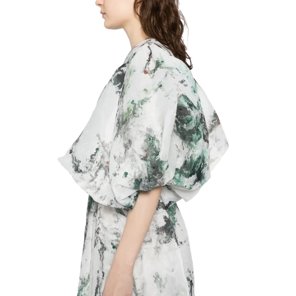 Saiid Kobeisy Printed Gazar Maxi Dress in Leafy Print, view 5