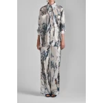 Saiid Kobeisy Printed Sequin Asymmetrical Shirt in Indigo Print
