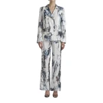 Saiid Kobeisy Printed Sequin Straigt Fit Pants in Indigo Print