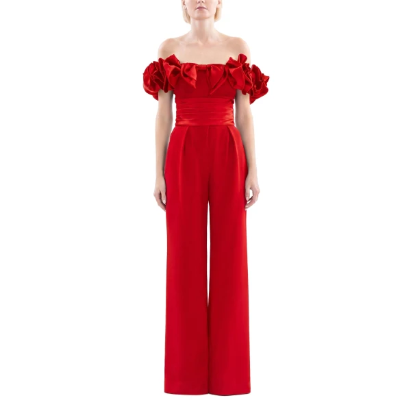 Saiid Kobeisy Ruffled Corset in Space Cherry, view 2