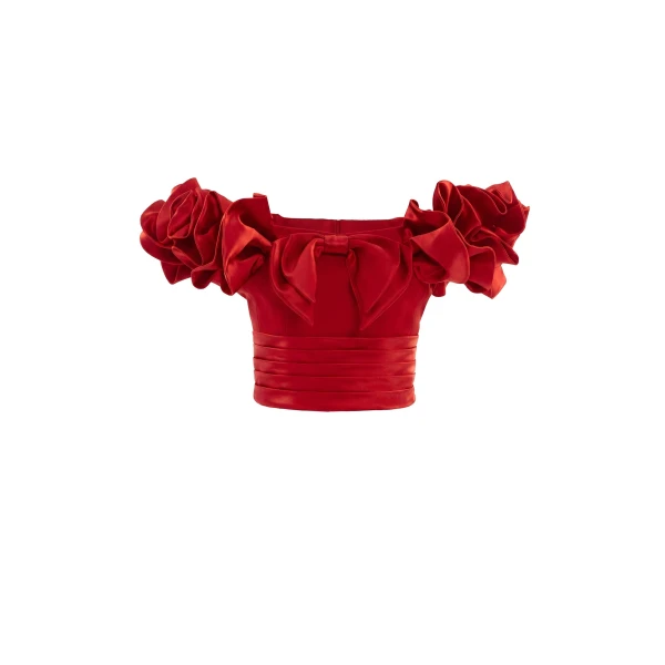Saiid Kobeisy Ruffled Corset in Space Cherry