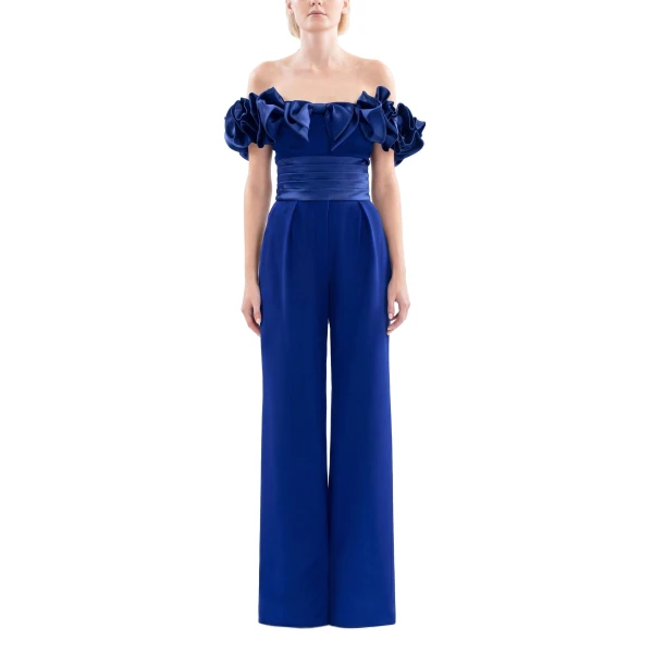 Saiid Kobeisy Ruffled Corset in Spectrum Blue, view 2