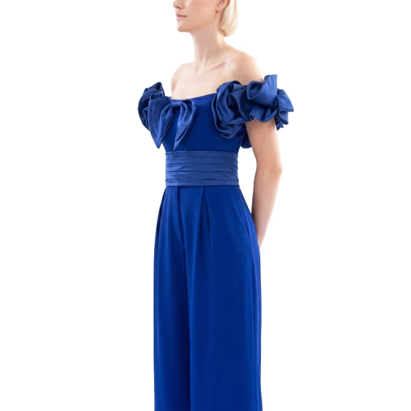 Saiid Kobeisy Ruffled Corset in Spectrum Blue, view 4