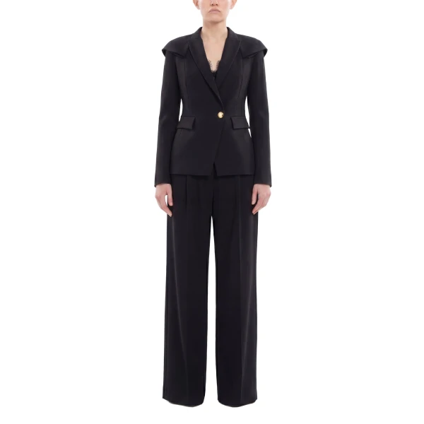 Saiid Kobeisy Ruffled Tailored Jacket in Jet Black, view 2