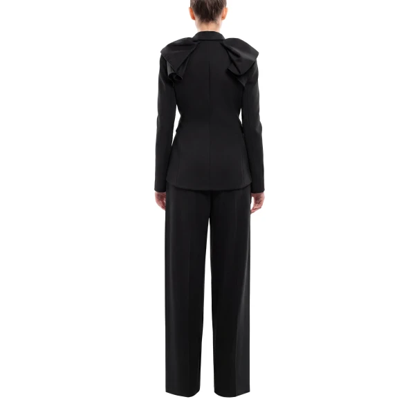Saiid Kobeisy Ruffled Tailored Jacket in Jet Black, view 4