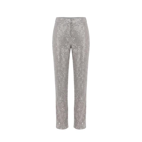 Saiid Kobeisy Sequin Straight Fit Pants in Silver