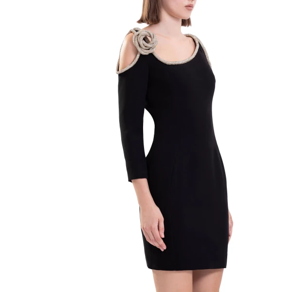 Saiid Kobeisy Short Dress with Crystal Embellishment in Jet Black, view 2