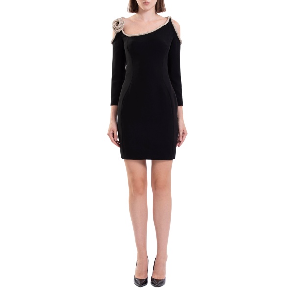 Saiid Kobeisy Short Dress with Crystal Embellishment in Jet Black