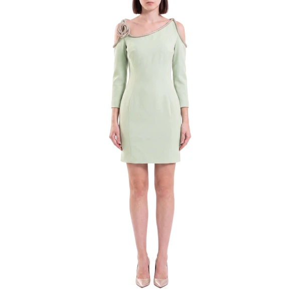 Saiid Kobeisy Short Dress with Crystal Embellishment in Reed, view 2