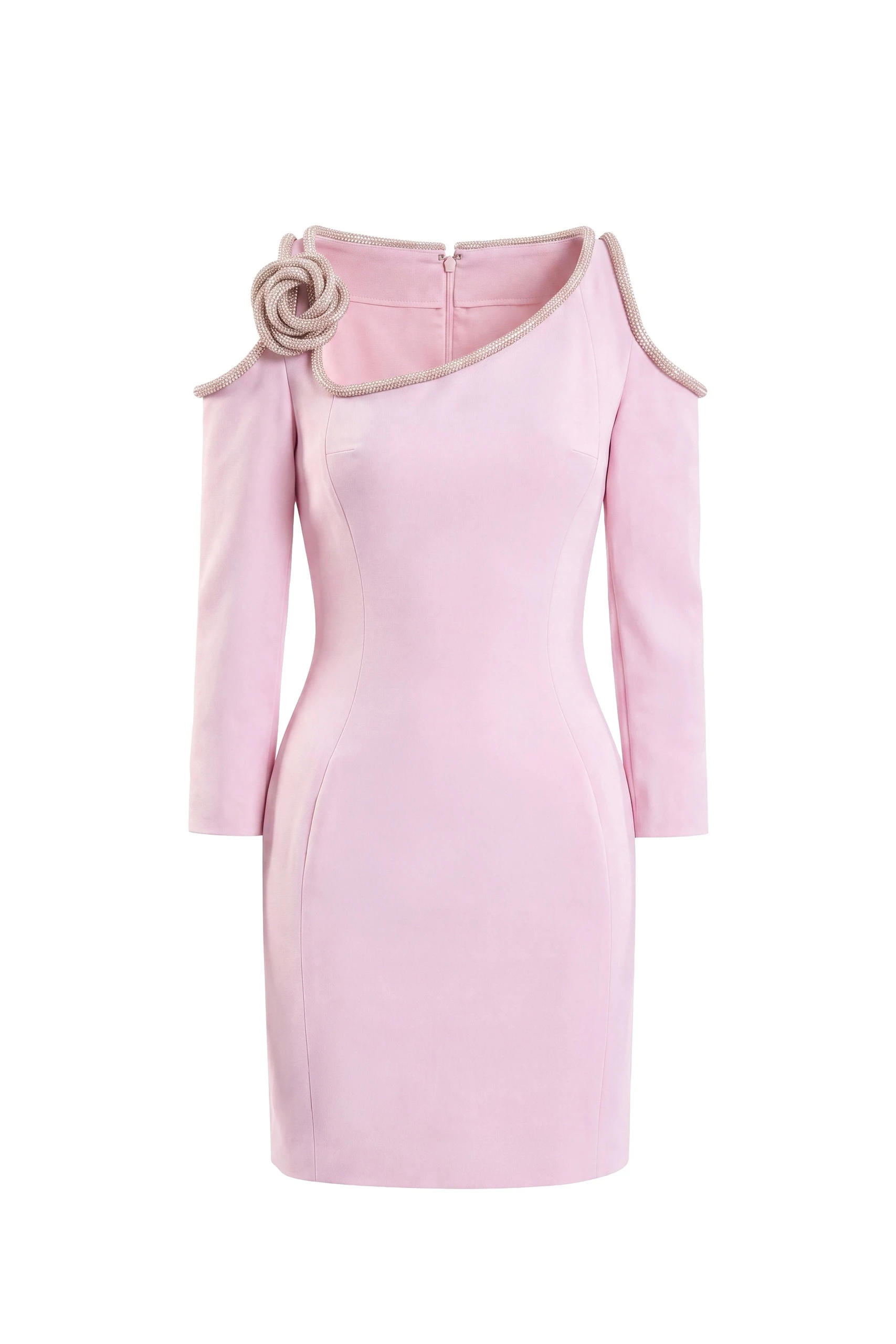Saiid Kobeisy Short Dress with Crystal Embellishment in Salsa Rosa | Dresses | Coveti Saiid Kobeisy Short Dress with Crystal Embellishment in Salsa Rosa