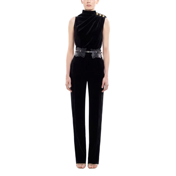 Saiid Kobeisy Straight-Cut Pants in Jet Black, view 2