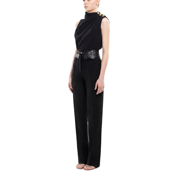 Saiid Kobeisy Straight-Cut Pants in Jet Black, view 3