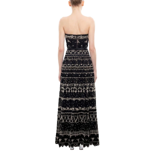 Saiid Kobeisy Strapless Beaded Tulle Dress in Jet Black, view 4