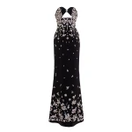Saiid Kobeisy Strapless Crepe Embroidered Dress in Jet Black
