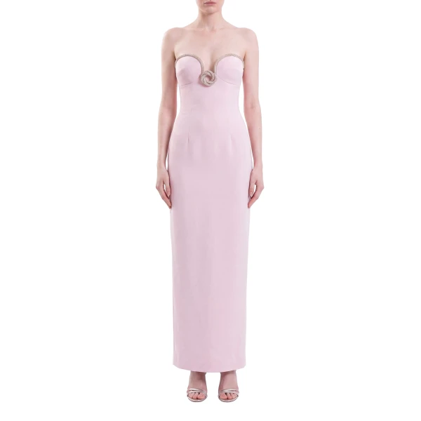 Saiid Kobeisy Strapless Dress with Crystal Embellishment in Salsa Rosa, view 2