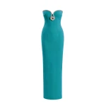 Saiid Kobeisy Strapless Dress with Crystal Embellishment in Salsa Rosa