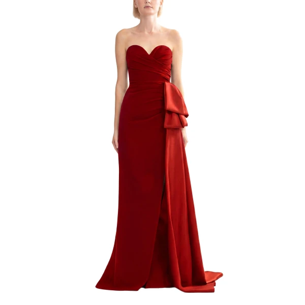 Saiid Kobeisy Strapless Long Dress in Space Cherry, view 2