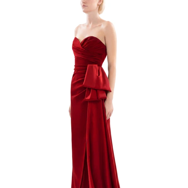 Saiid Kobeisy Strapless Long Dress in Space Cherry, view 4