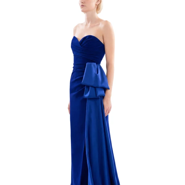 Saiid Kobeisy Strapless Long Dress in Spectrum Blue, view 3