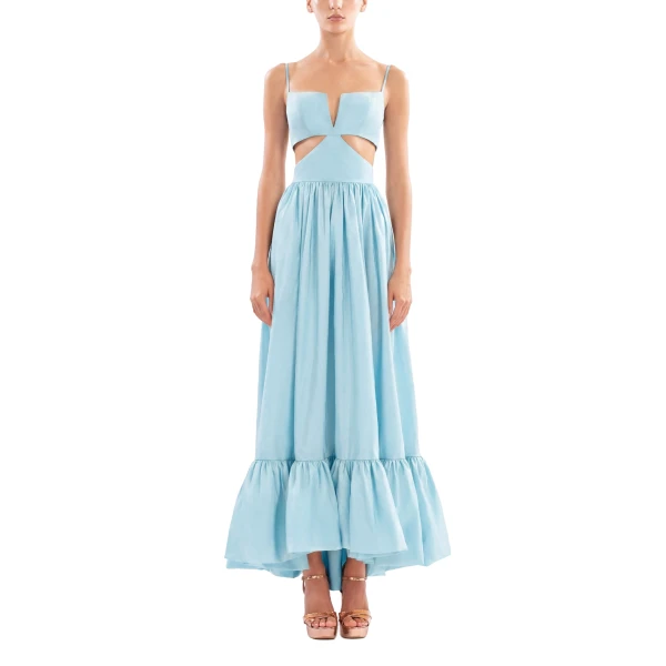 Saiid Kobeisy Taffeta Midi Dress in Aqua Sky, view 2